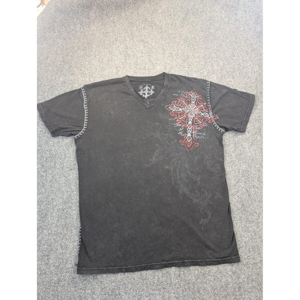 Xtreme Couture Shirt Mens 2XL Black V-Neck Truth‎ & Honor Cross Affliction